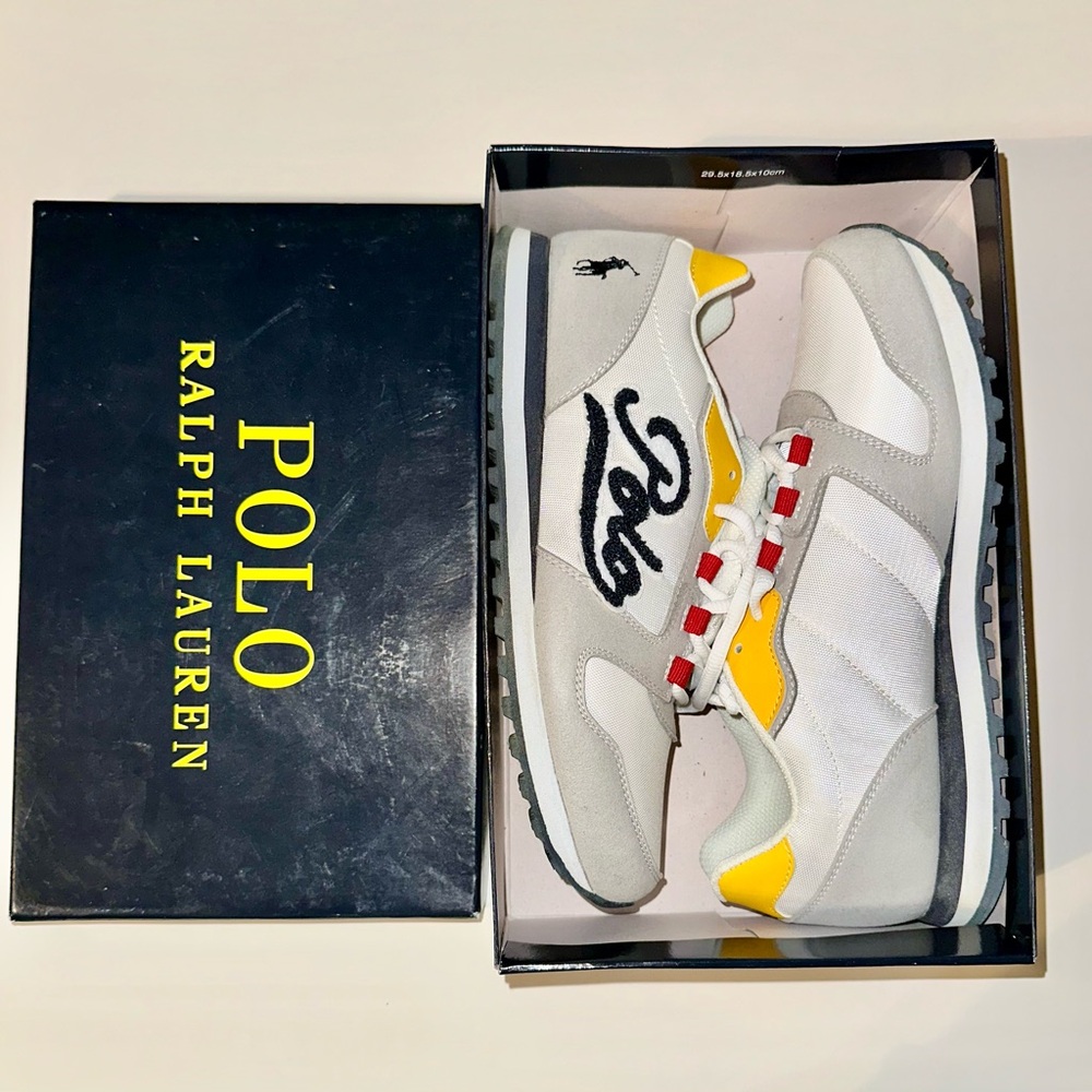 Polo by Ralph Lauren Men's White and Yellow Sneakers